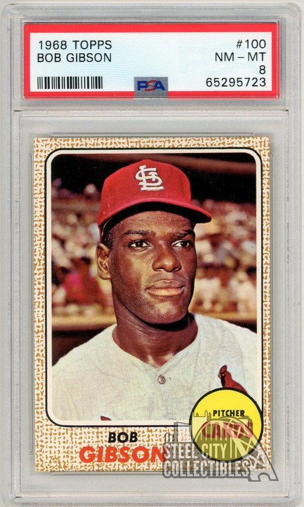 Bob Gibson 1968 Topps Card #100 PSA 8 NM-MT