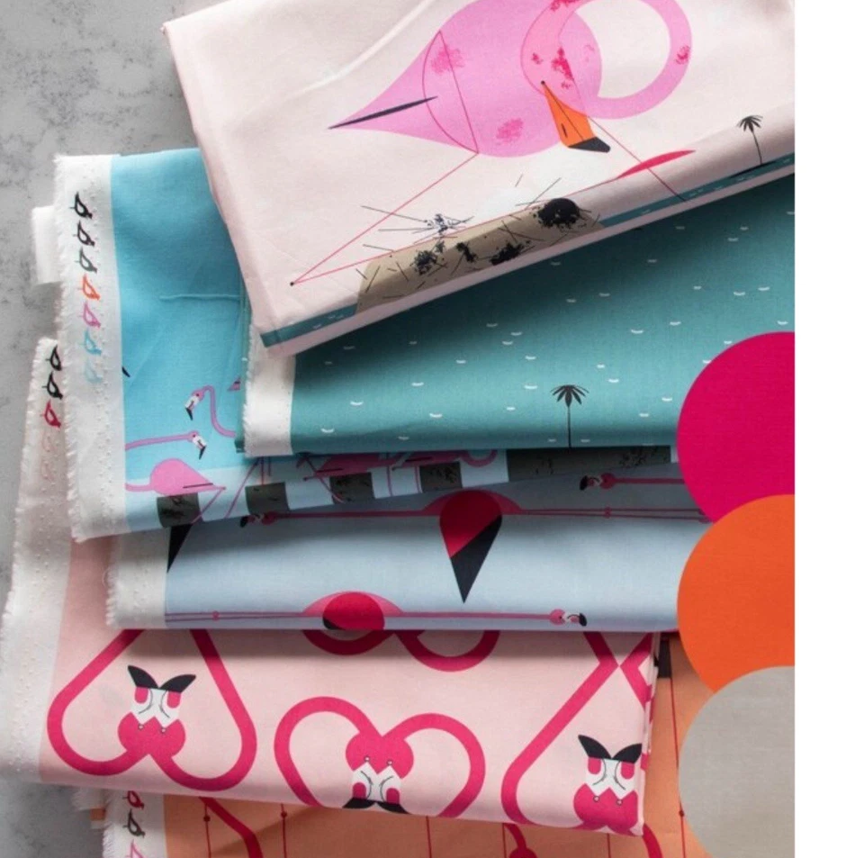 Charley Harper•Think Pink Fat Quarter Fabric Bundle•100% Organic! - Image 2 of 4