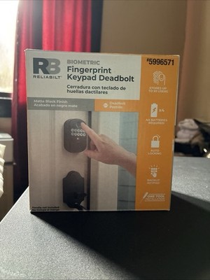 Reliabilt Electronic Fingerprint Deadbolt Backlit Keypad Matte Black Door Lock