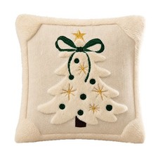 45cm Bestickter Weihnachtsbaum Kissenbezug Zierkissen Bezug Quadrat Plüsch Deko