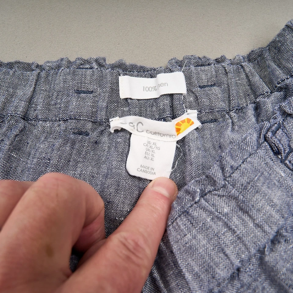 C&C California 100% Linen Jogger Pants Womens  XL Gray Pockets Pull On Style - Image 2 of 4