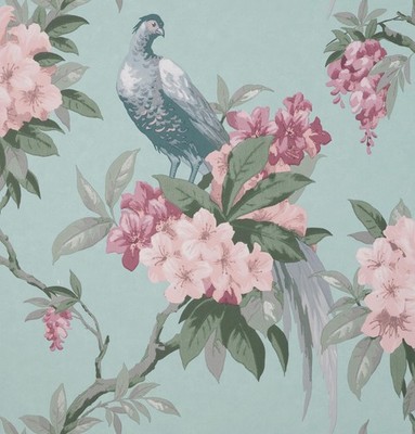 M1663_Crown Scenic, Chinoiserie, Mint Green Pink Grey Fine Decor Wallpaper