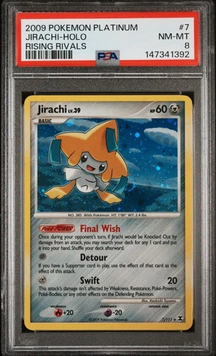 2009 POKEMON PLATINUM RISING RIVALS #7 JIRACHI-HOLO PSA 8