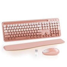 UBOTIE Wireless Keyboard and Mouse Combo with Phone Holder and Wrist Rest, Ro...