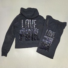 Victoria's Secret VS PINK 2013 Ombre Bling Zip Hoodie Jogger Pant Set Gray Small