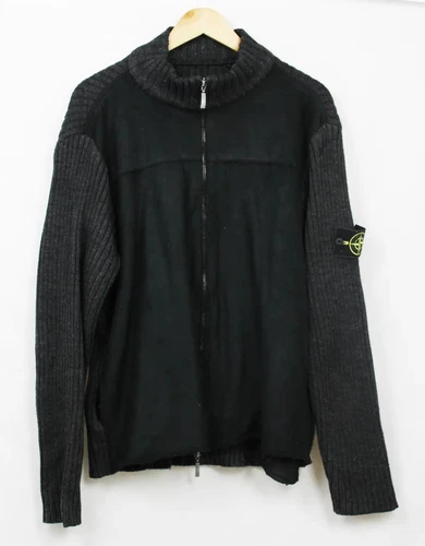 Stone Island Giacca con Zip Nero e Grigio XL
