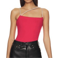 Lovers And Friends Julie Crystal Strap Bodysuit Small Red Party Vegas Club NWT