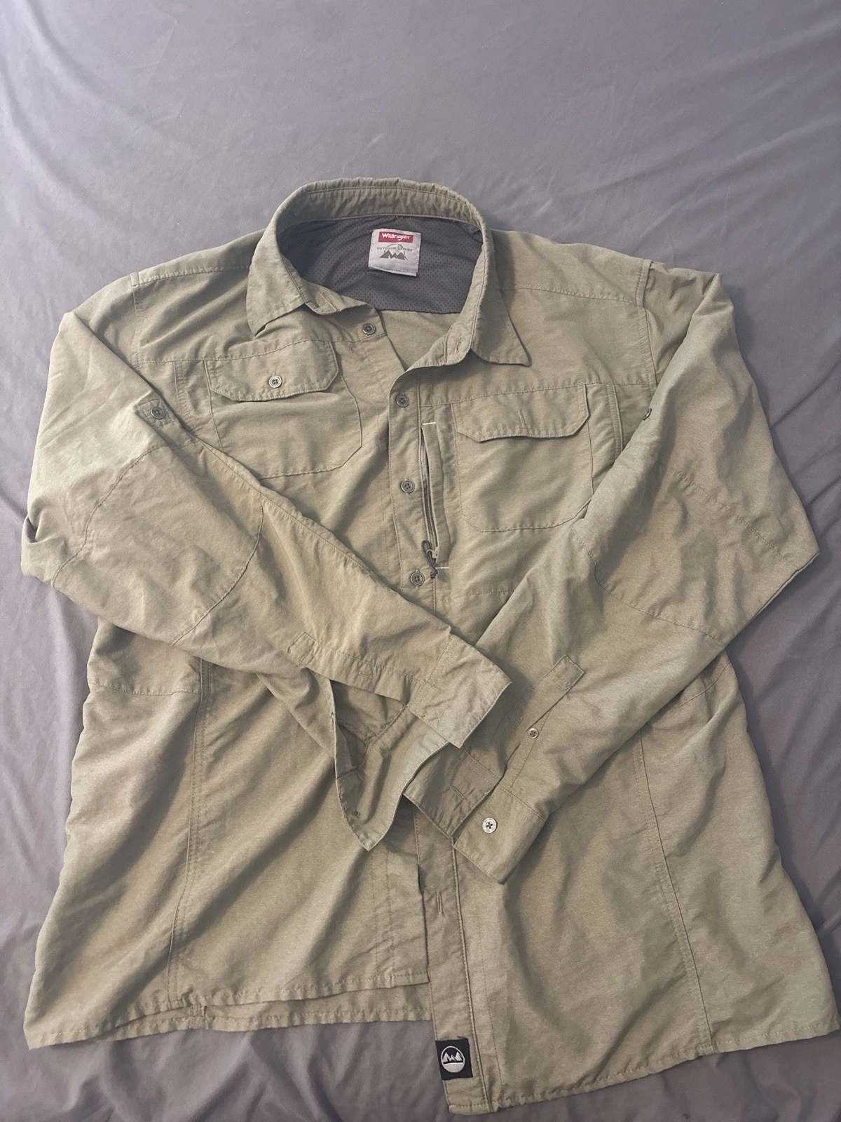 Wrangler Outdoor Series XL Long Sleeve Hiking Fishing Utility Shirt Green Men's