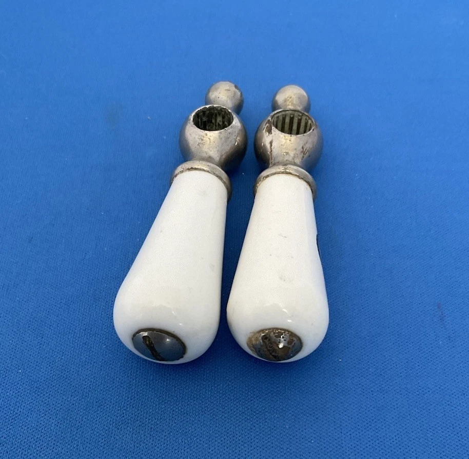 Vintage 1920’s Porcelain Faucet Knobs H C For Hot and Cold Water 3” - Image 3 of 4