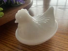 Vintage White Milk Glass Chicken Hen on a Nest Small 4 1/2" Candy Covered Dish