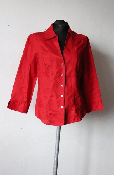 Women Laura Ashley Shirt Red Linen 38 / M / 46