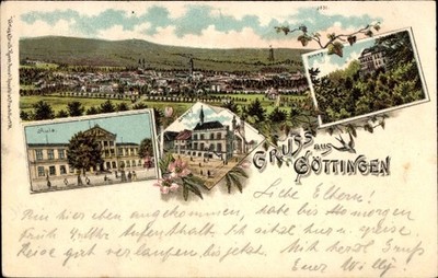 Litho Göttingen in Niedersachsen, Aula, Rathaus, Rohns, Stadtpanorama - 11372429