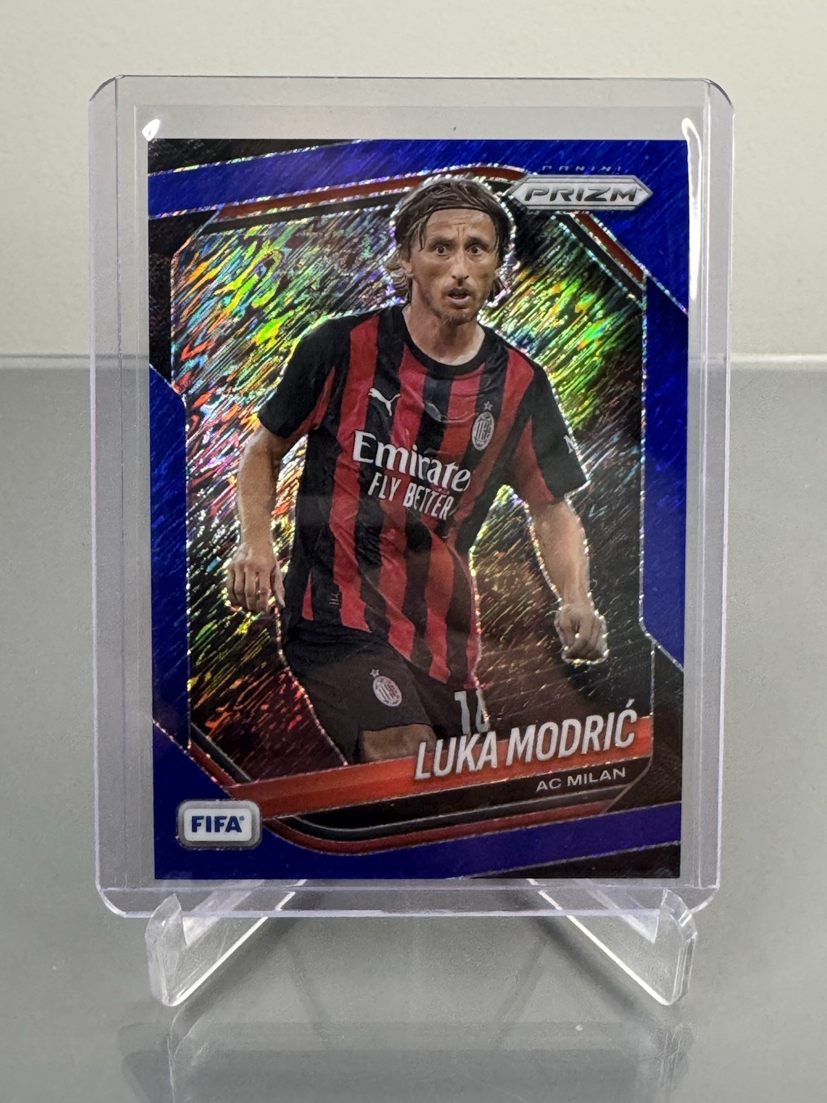 2025-26 Panini Prizm FIFA #19 Luka Modric Blue Shimmer /5 First on Print