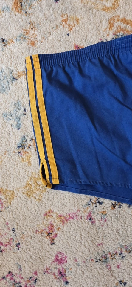 Vintage Adidas Running Shorts XL Three  Stripes Blue Made In USA Lined 70s 40-42 - Image 4 of 4