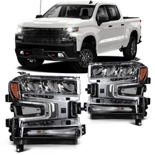 2Pcs Headlight w/Halogen Signal Lamp For 2019-2022 Chevy Silverado 1500