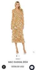 Women  s Mac Duggal 8134 Tulle Cocktail Dress With Ruffles Size 4 NWT