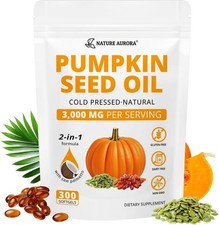 Pumpkin Seed Oil with Saw Palmetto Capsules  3,000mg Per Serving, 300 Softge...