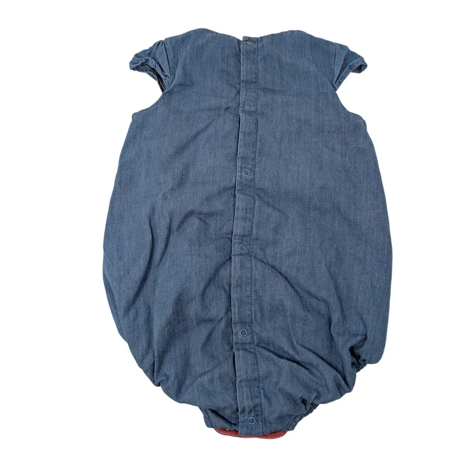 Mameluco Little Marc Jacobs Algodón Cambray Bloomer Burbuja Azul Gato Bordado Foto 4 de 4