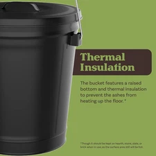 Ash Bucket - 4.75-Gallon Metal Bucket with Lid and Shovel for Fireplace or Fi...