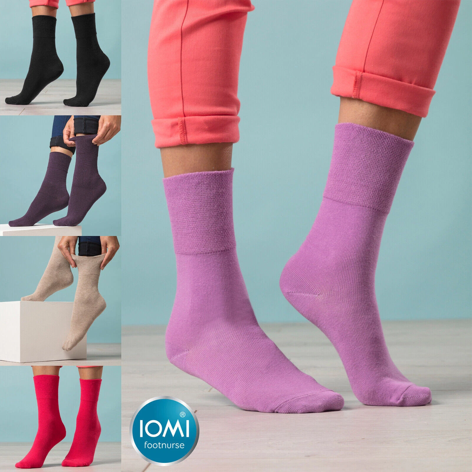IOMI - Ladies 6 Pack Thin Extra Wide Loose Top Non Elastic Cotton Diabetic Socks
Opens in a new wind