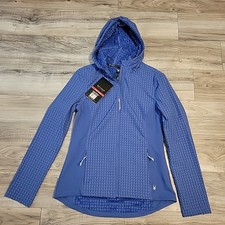 Spyder Hooded Active Jacket Womens Small Blue Sweater Fleece Water Resistant NEW
