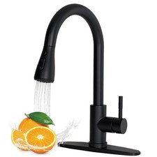 Black Kitchen Faucet, Matte Black Kitchen Faucets with Pull Down Sprayer for ...