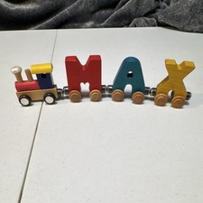 Wooden Train Set with Letter Cars MAX Toy, Handcrafted Multicolor