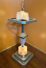 1930s Abco 660 Lighted Alabaster Smoking/Ashtray Stand w/o Inserts