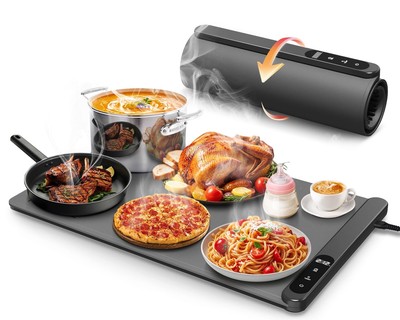 Food Warming Mat, Electric Warming Tray with 6 Level Temperature Settings,6 H...