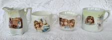 Vintage German Child's Porcelain Tea Cups 3 Creamer Pitcher Germany