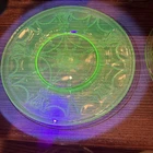 Vintage Green Uranium Cameo Ballerina Depression Glass 8” Plates Set Of 6