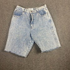 Chic Vintage Acid Wash Denim Shorts Women  s 14 Made in USA Cutoff Jean Shorts