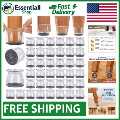 Clear Silicone Chair Leg Protectors - 40Pcs Floor Protectors for All Chair Types