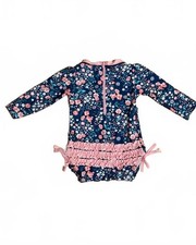 RuffleButts Floral Long Sleeve Swimsuit 6-12M UPF One Piece