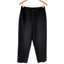 VTG 90s Talbots Irish Linen Blend High Waist Tapered Pants Black Womens 10