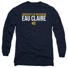 Eau Claire Adult Long Sleeve T-Shirt Stacked, Navy, S-3XL