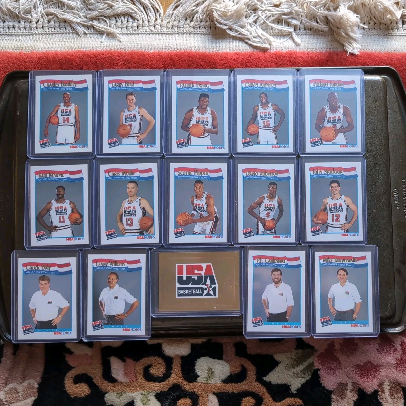1991 NBA HOOPS 1992 USA BASKETBALL TEAM Full Set RARE USA GOLD MINT 1991-nba-hoops-1992-usa-basketball-team-full-set-rare-usa-gold-mint
