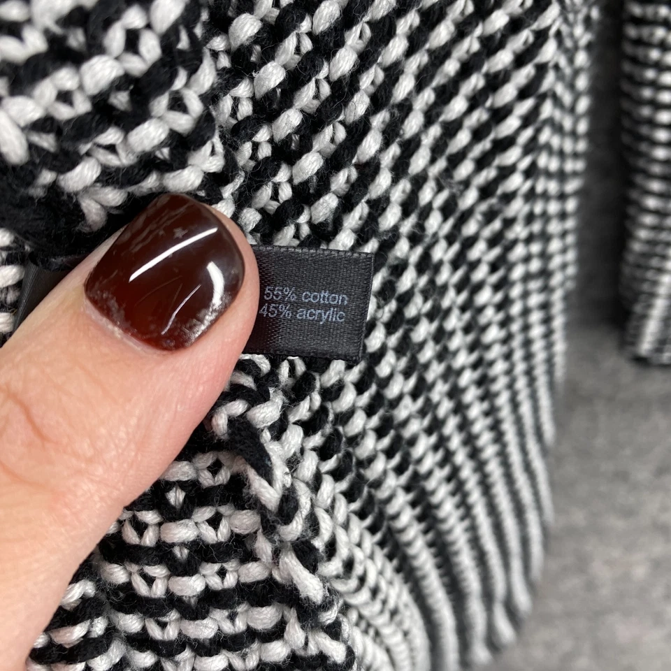 Cárdigan Mujer The Limited S Pequeño Negro Geométrico Frente Abierto Cuello Algodón Foto 4 de 4