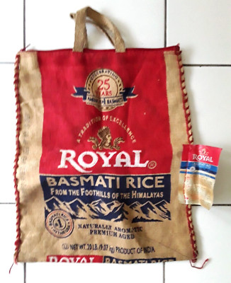 Royal Basmati Rice Bag 20lbs Handles Zipper  25th Anniversary Empty Bag