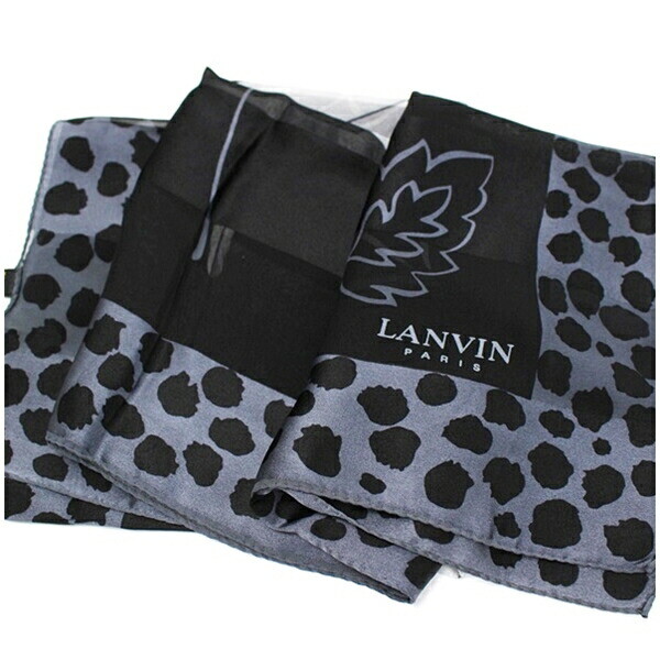 Authentic Lanvin Silk Scarf Leaf Pattern Polka Do… - image 7