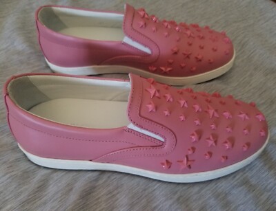 Jimmy Choo Leather Gracy Slip On Sneakers Candyfloss 37 NWOB $795+