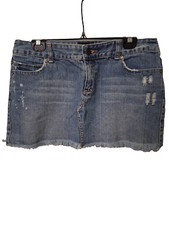 Aeropostale 100 Cotton Women Y2K Mini Distressed Raw Hem Denim Skirt SZ 9/10