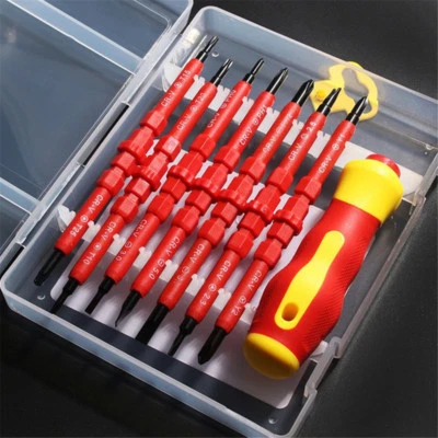 QNGENET 15PCS Electricians Insulated Electrical Hand Screwdriver Tool Set Magnetic Tips