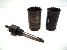 Set Of Two Sioux Tools Inc. Hole Saws 1" & 1-1/8" & one Arbor 351B ~ USA made