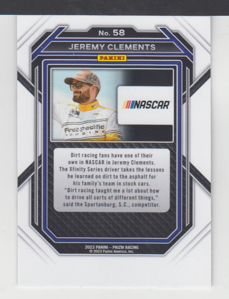 JEREMY CLEMENTS  : 2023 PANINI PRIZM  - CARD No.# 58 - Image 2 of 2