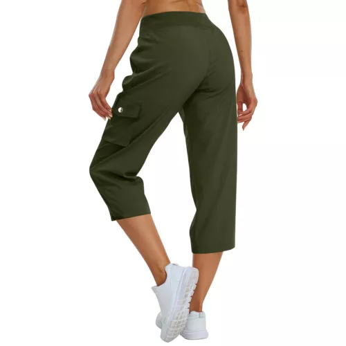 Womens Capris Pockets Loose Fit Pants Lightweight Ladies Baggy Cargo Pant Hiking - Afbeelding 11 van 42