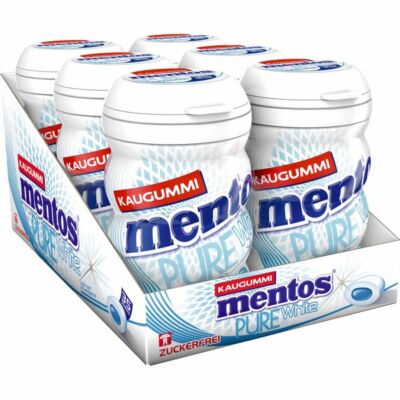  Mentos Gum Pure White Sweet Mint ohne Zucker Kaugummi 6x35er Ds.
