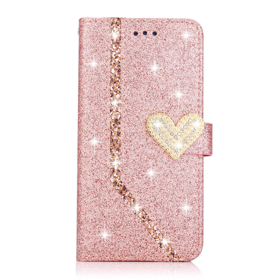 Funda de teléfono tipo billetera con diamantes brillantes para Huawei P40 P30 P20 P9 Lite Mate 20 Foto 2 de 4