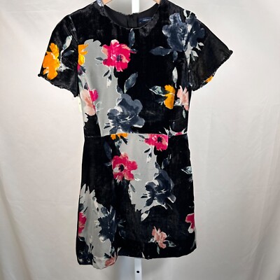 French Connection Size 0 Floral Velvet Like Mini Sheath Dress