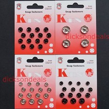Snap Fasteners Press Studs Metal Black or Silver Small Medium Large 5mm to 19mm
